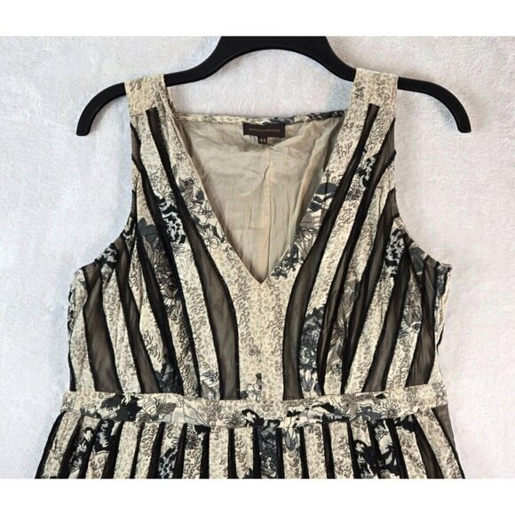 Adolfo Dominguez Ribbon Dress Skater Cocktail Party Sleeveless Sz 10 Above Knee - Picture 3 of 8